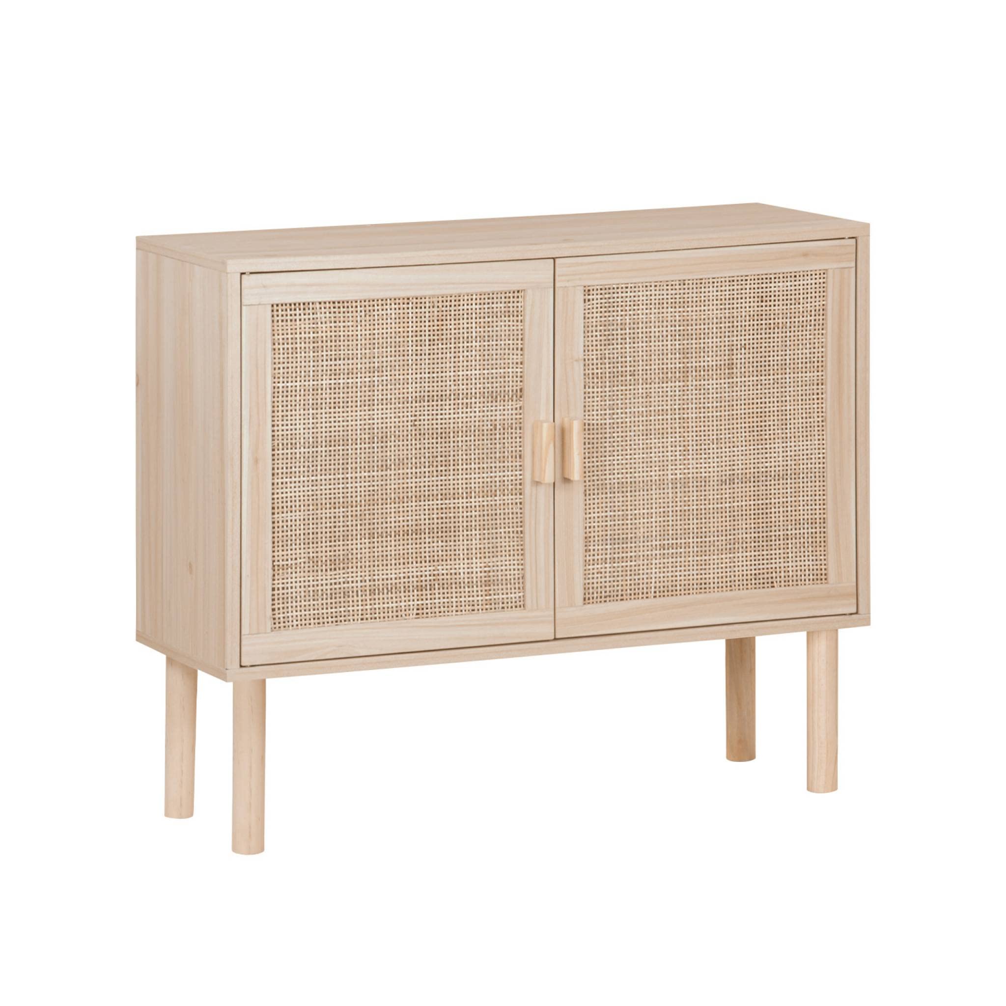 Alice's Home - Buffet en décor Bois et cannage - Camargue - 2 Portes. Buffet Bas. 80x30x68cm