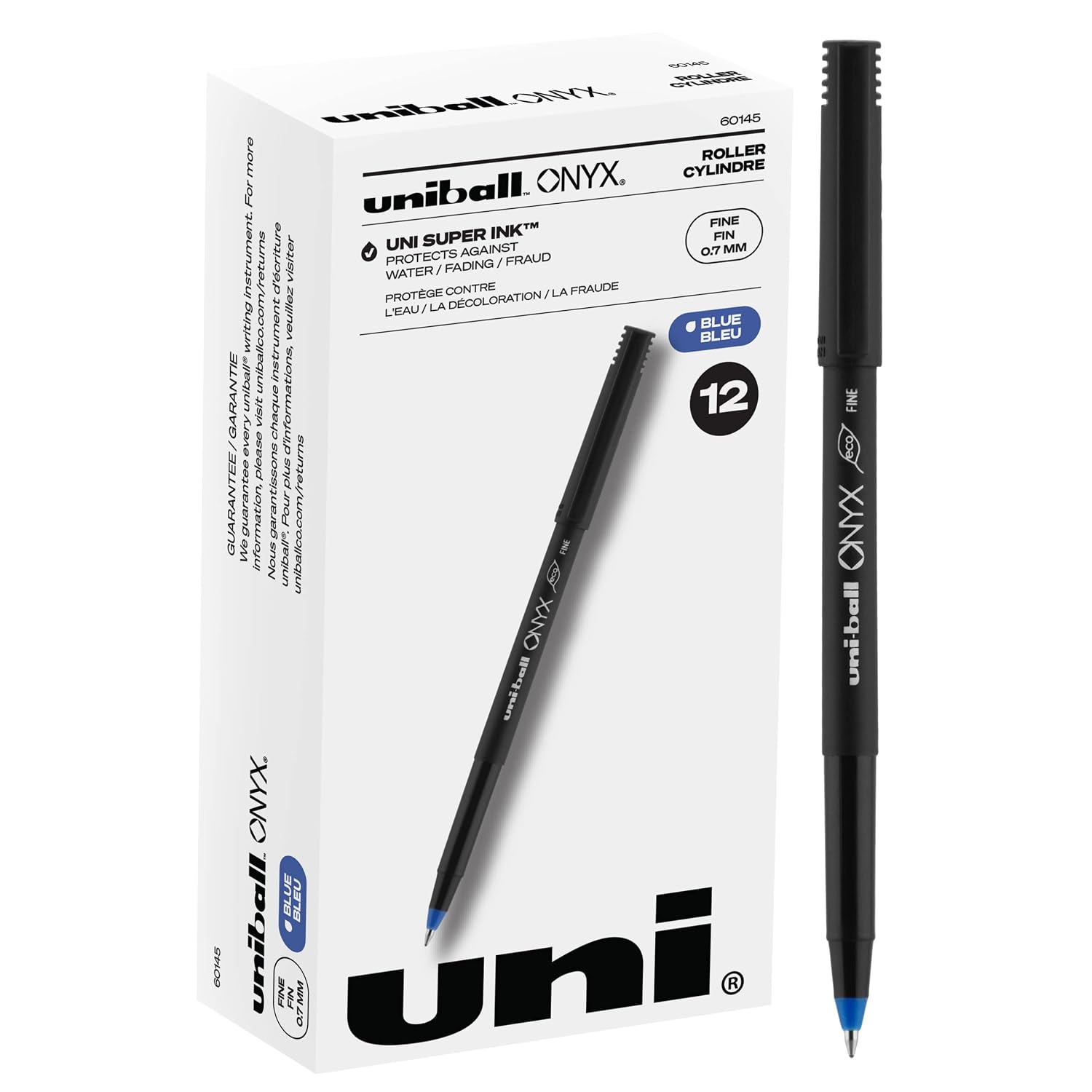 uni-ball Uniball Rollerball Pen Bundle: Deluxe 0.7mm Fine Point Black 12 Pack and Onyx 0.7mm Fine Blue 12 Pack Pens