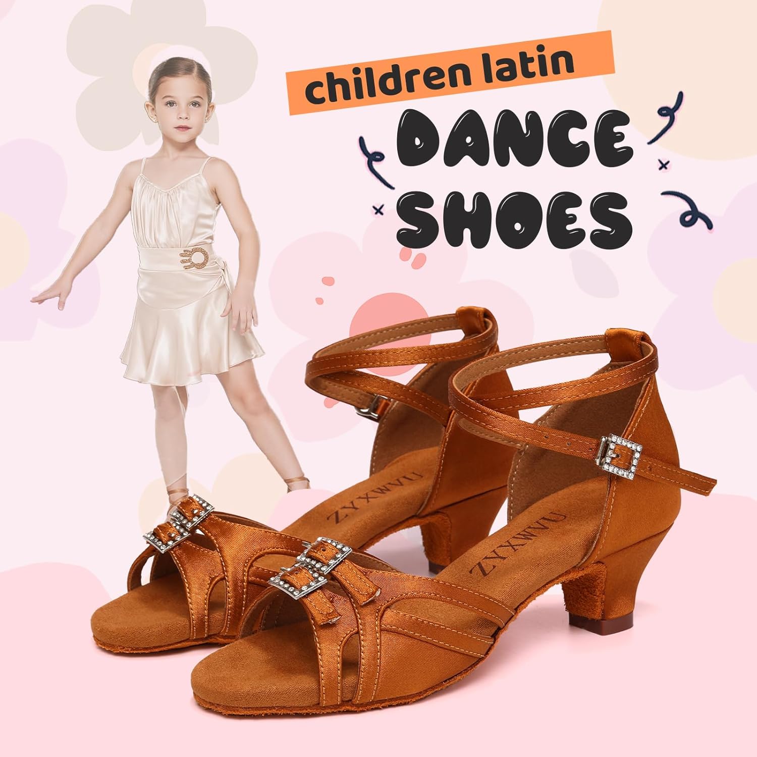 Latin Ballroom Dance Shoes for Girls Satin Salsa Professional Performance Practice Dancing Shoes