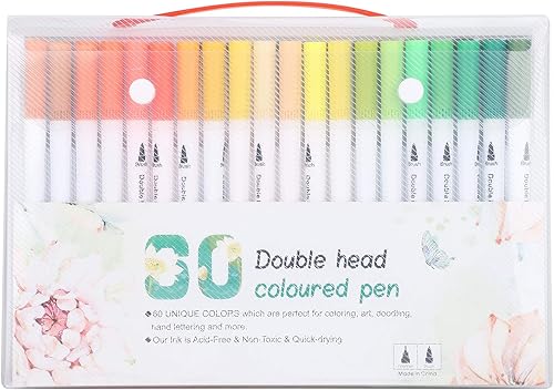 Juego de rotuladores de acuarela de pintura de doble cabeza, kit de dibujo de colores para adultos y niños, libros para colorear con caja (60