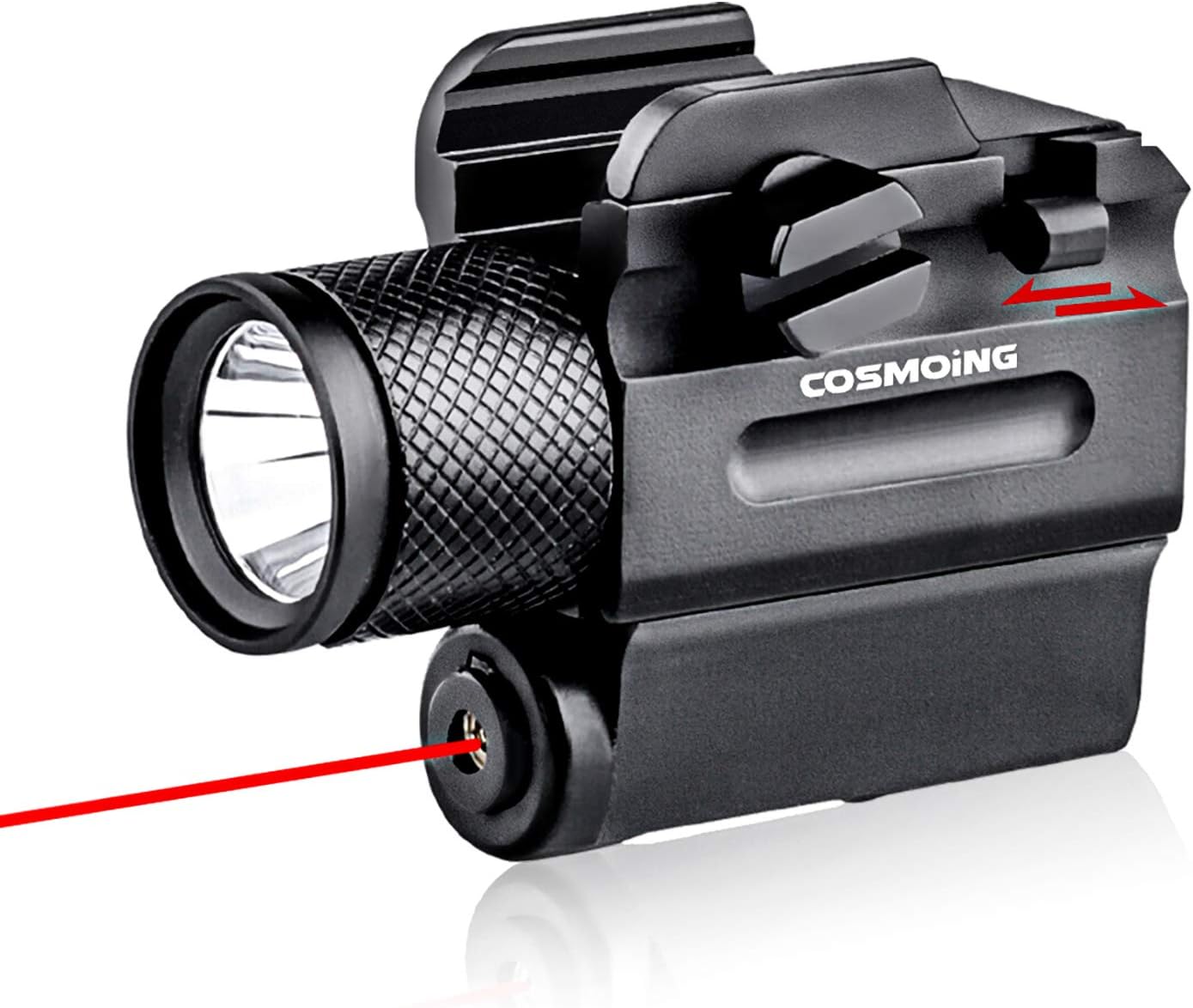 COSMOING Red Laser Light Combo (Laser Sight Combo) & 600 Lumen Strobe Flashlight Rail Mount Gun Flashlight with Quick Release for Pistols Handguns,Gun Light,Pistol,Rifles