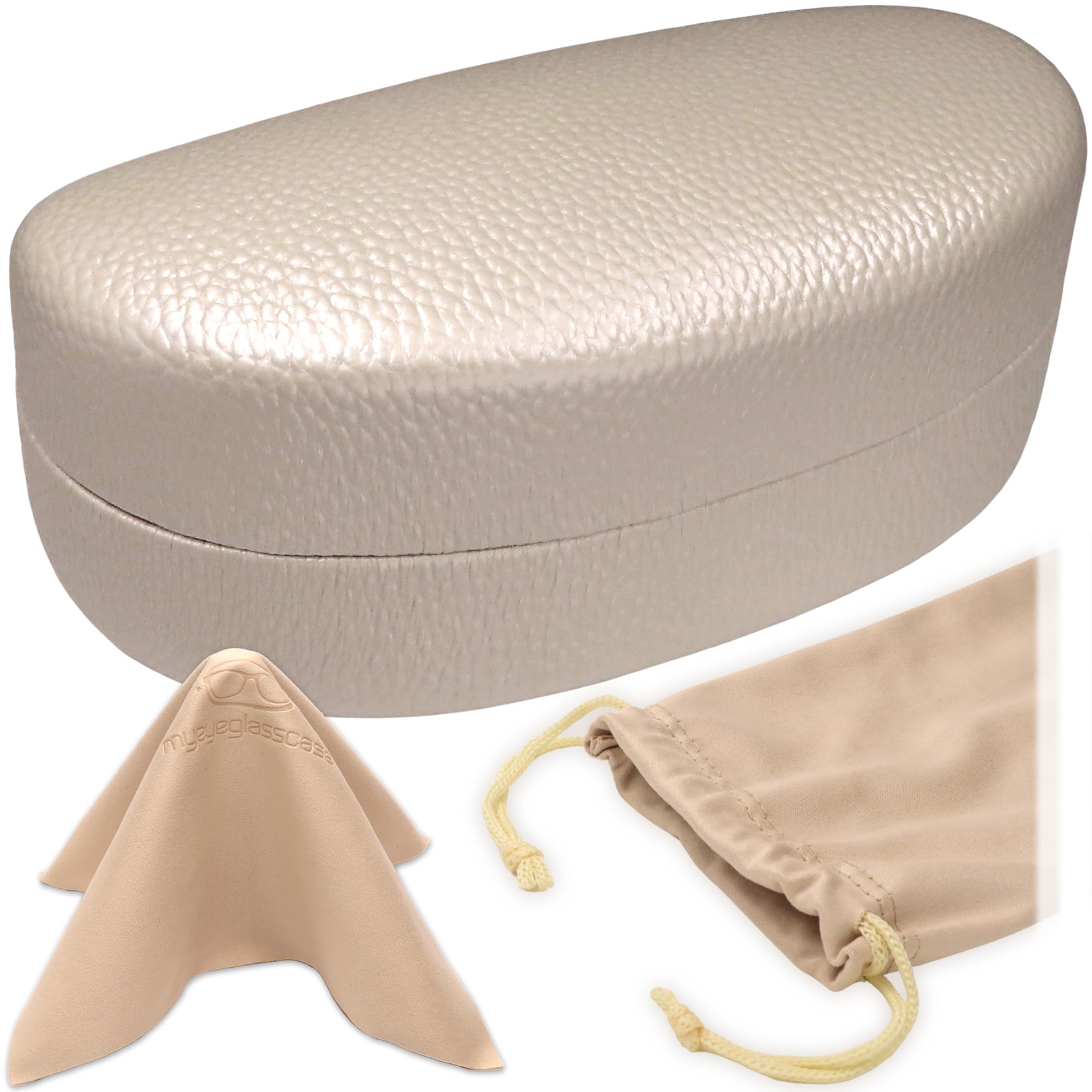 MyEyeglassCase - Large Sunglasses Case - Glasses Holder with Pouch &amp; Cloth - Eyeglass Hard shell Medium - Extra Large frames