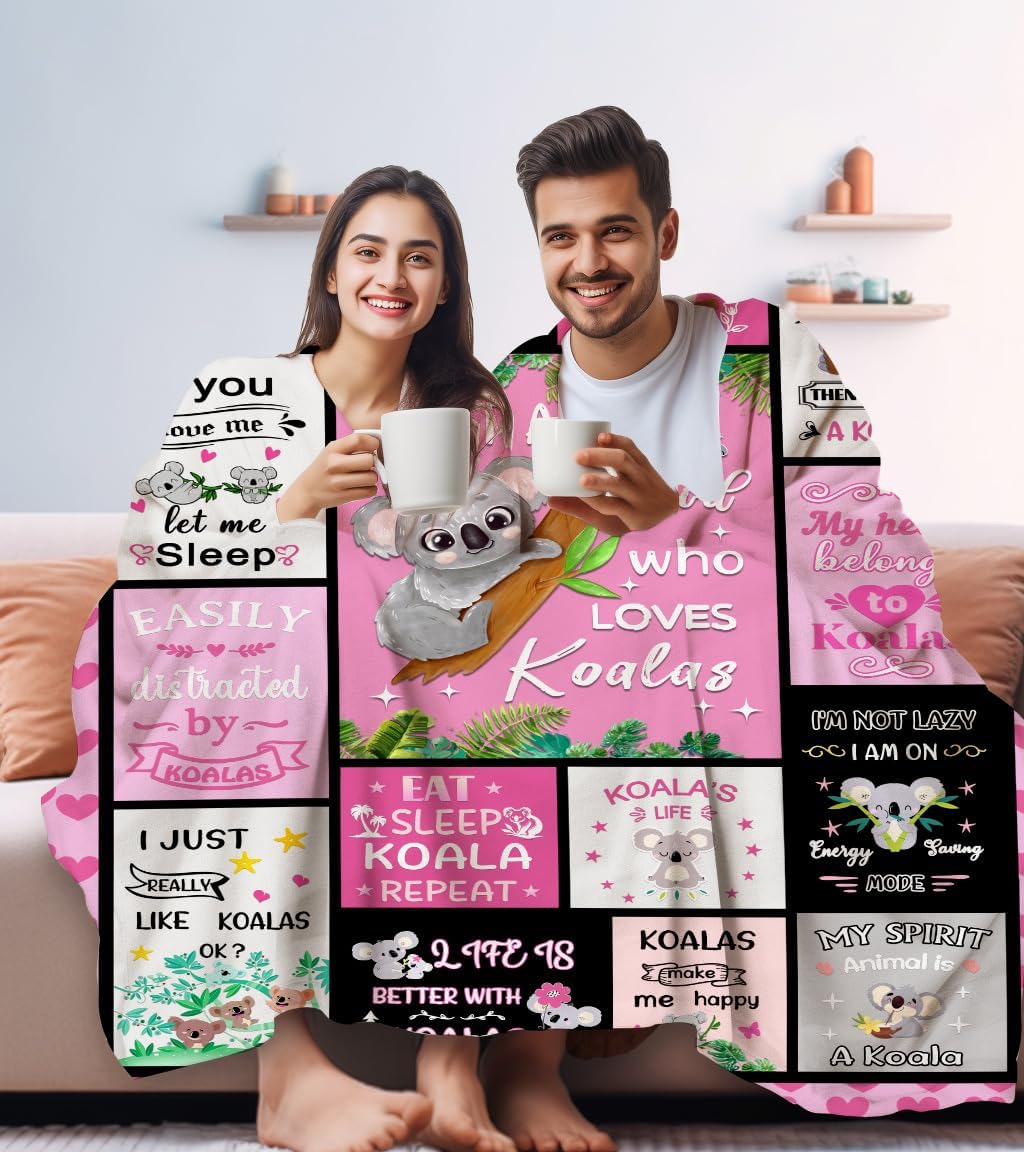 Koala Bear Blanket Koala Gifts for Kids Adults Women,Cute Cartoon Koalas Throw and Blankets for Koala Lovers Couch Bedroom Sofa All Season 60"X50" - Image 4