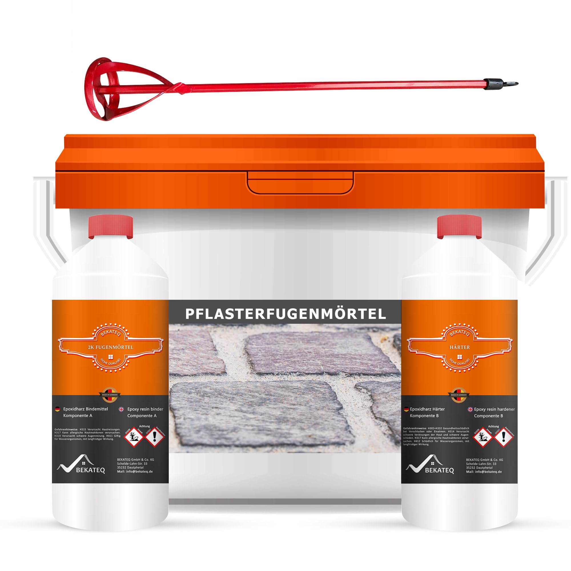 Pflasterfugenmörtel 10kg 2K Epoxidharz mit Fugensand Kunstharz Fugenmörtel - kein Unkraut, dauerhafte Verfugung, Selbstverdichtend, Chemikalienfest, bei Nieselregen anwendbar - BEKATEQ BK-175EP
