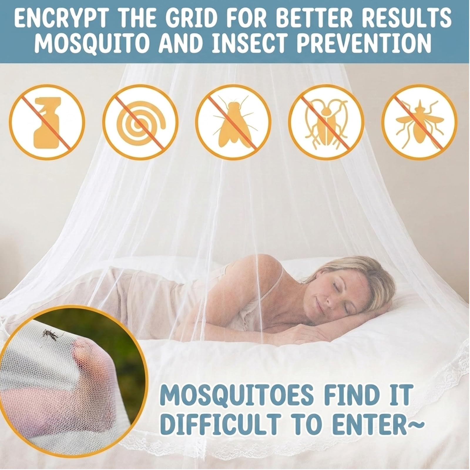 Travel Mosquito Net, Mosquito Net for Bed, Portable Bed Canopy for Double Bed, Lightweight Round Mosquito Net for Travel and Home Use — view 5