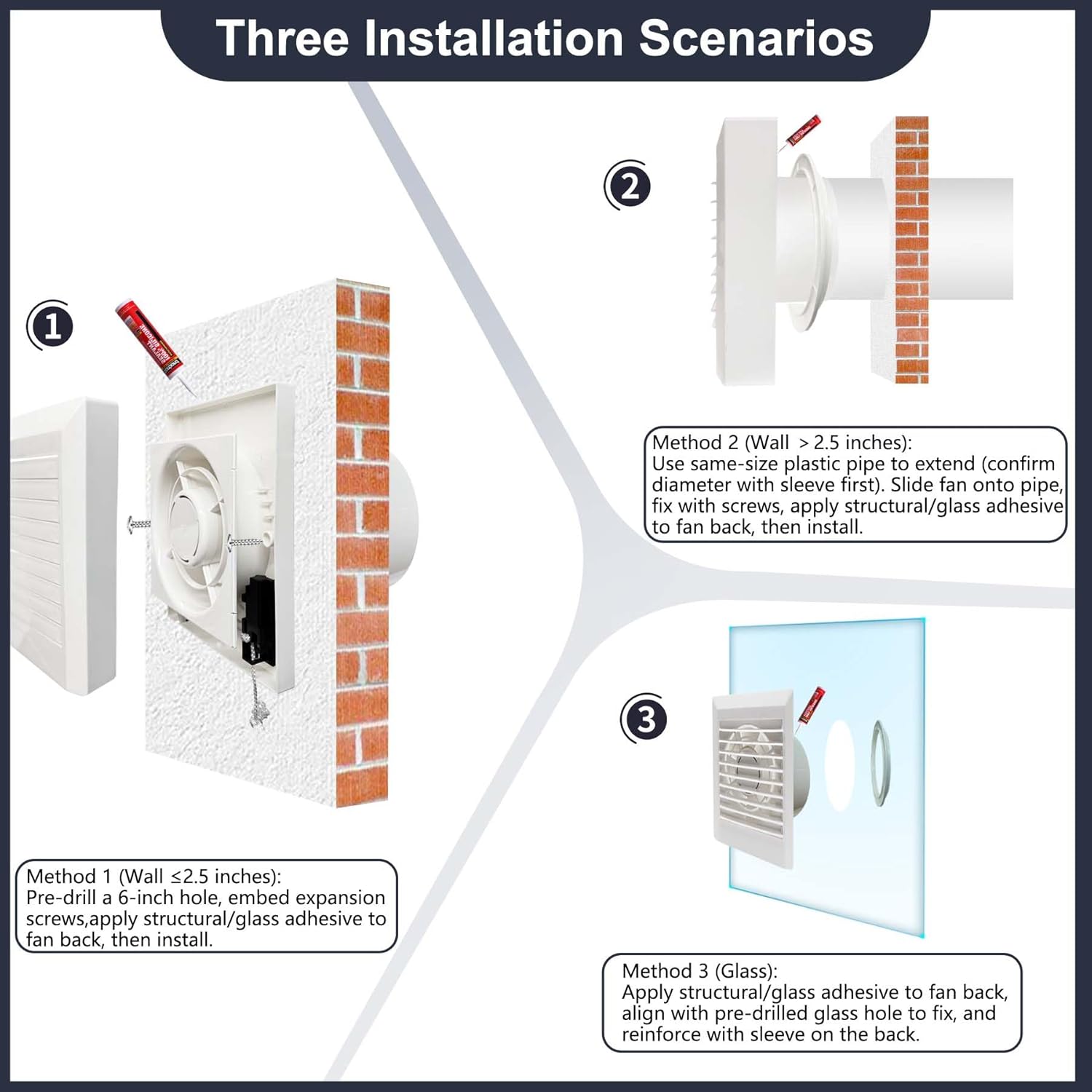 8 x 9.25 Inch Bathroom Exhaust Fan with Shutter Panel,77 CFM 25W Ventilation Fan for Window or Wall Mount,with a pull cord switch and US power cord