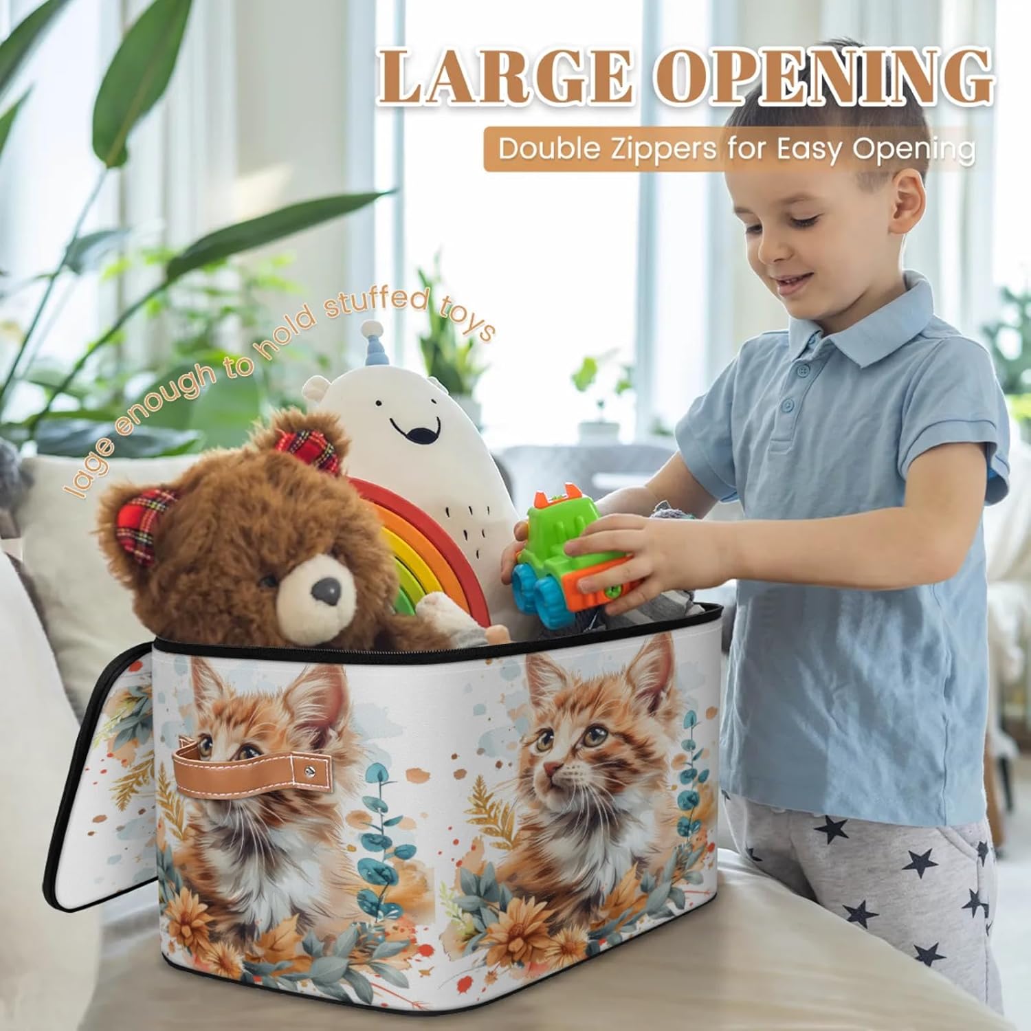 2-Pack Storage bins with lids - 26 quart organizer bins - Collapsible fabric storage bins with sturdy handles and double zipper tops - Versatile for home, toys, dorm rooms