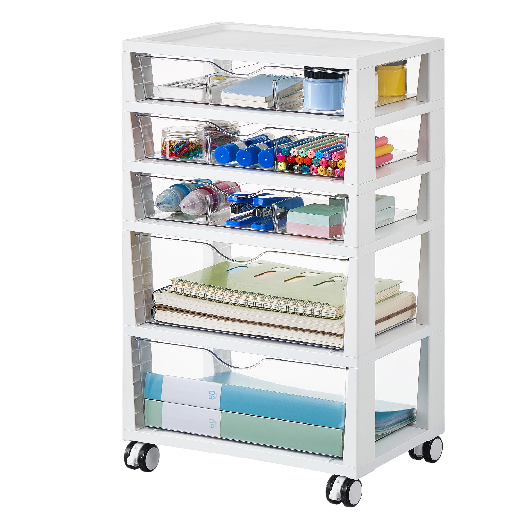Vtopmart 5-Tier Plastic Drawer Storage Rolling Cart with Wheels