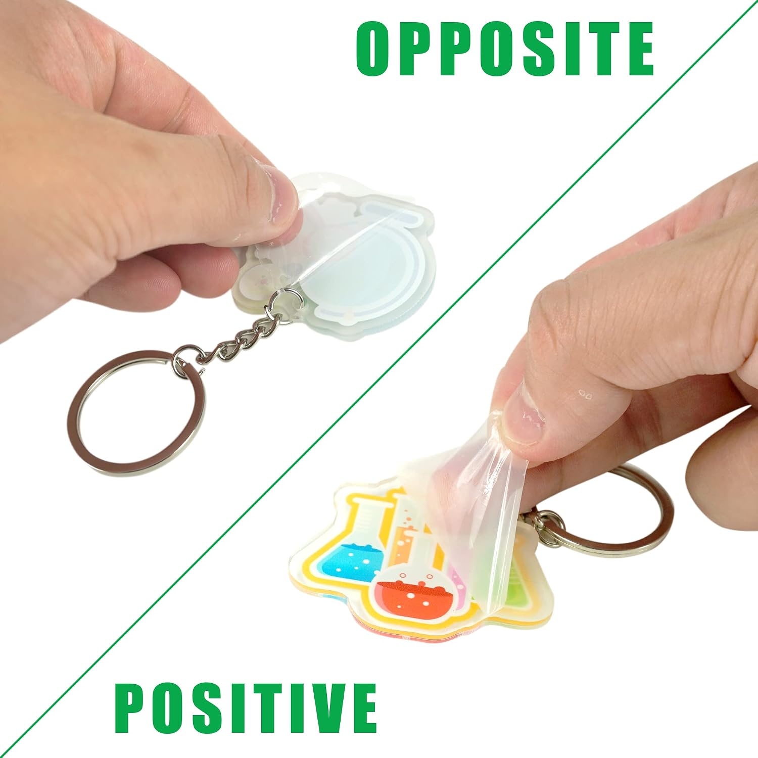 12Sets Science Keychains with Thank You Tags and White Organza Bags image 4