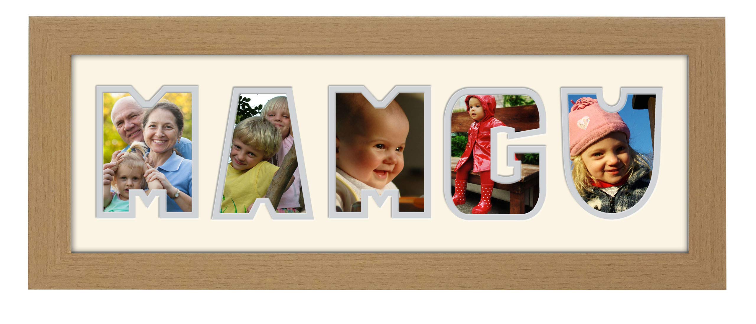Photos In A Word Oak Finish Frame Cream Mount Grey Inside Mamgu Photo Frame Welsh Word Photo Frame 1240A (Oak Finish Frame Cream Mount Grey Inside)