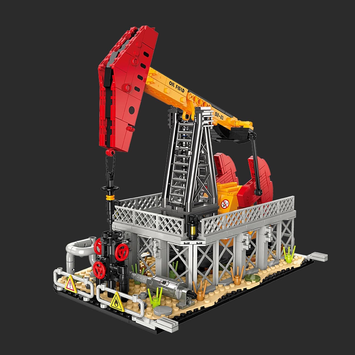 City Gas Station Building JJ9221 Set, 666pcs Modular Chemical Plant Bricks Kit with Storage Tank & Lab, Compatible with Lego City, MOC Display Model for Adults & Kids Age 6+