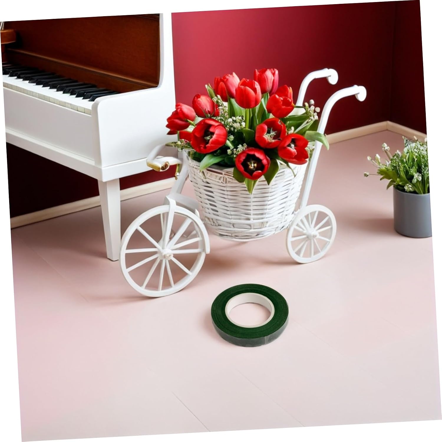 Wide Dark Green Floral Adhesive Tape for Stem Wrapping for Flower Arrangements Bouquets and Crafts and Easy to Use