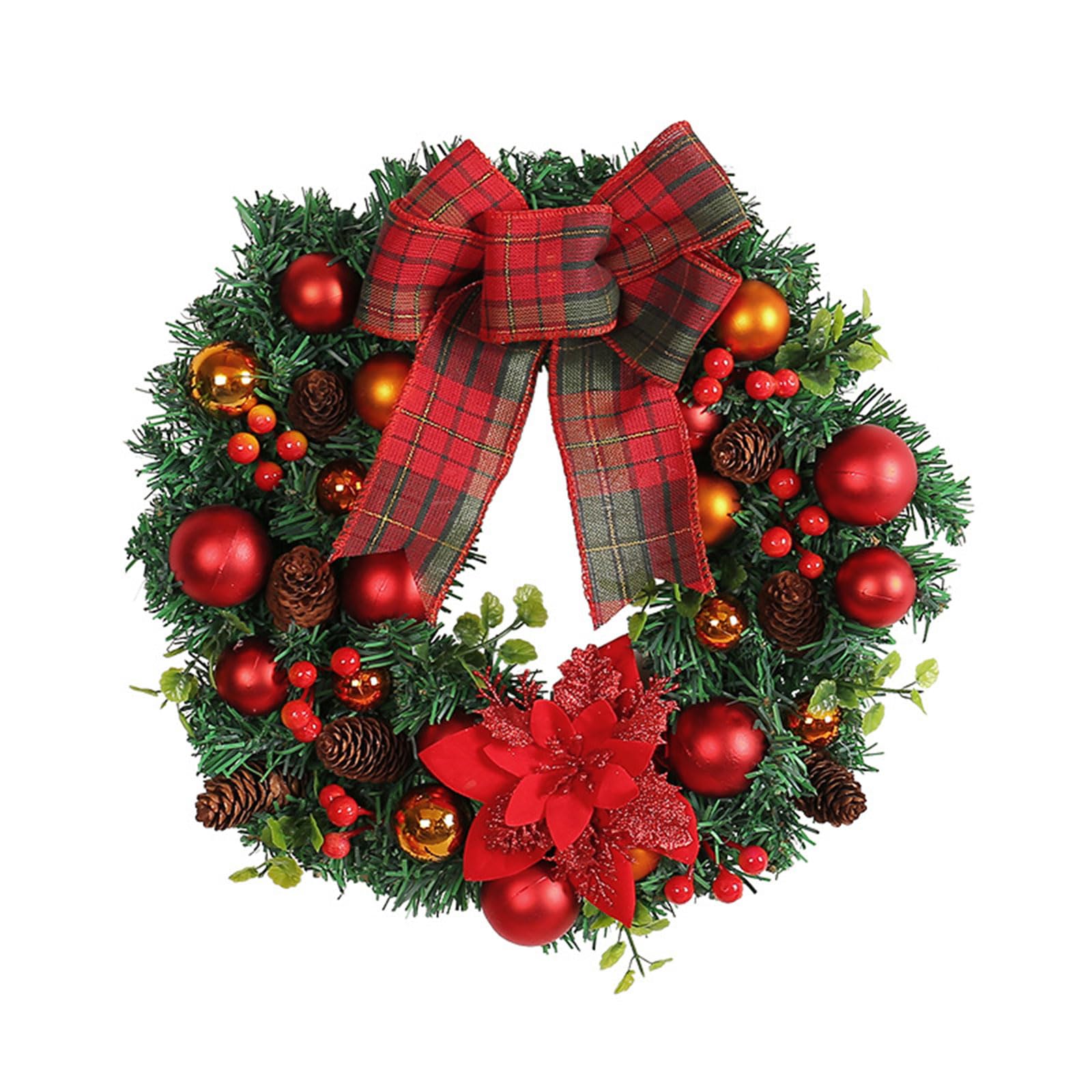 Amazon.co.jp: クリスマスリース玄関ドア用 16 インチ赤い花