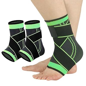 Ankle Braces for Men & Women, 2 pcs Ankle Compression Sleeve Plantar Fasciitis Brace Plantar Fasciitis Relief, Arch Support Socks Ankle Sleeve Ankle Brace for Sprained Ankle Green, Large