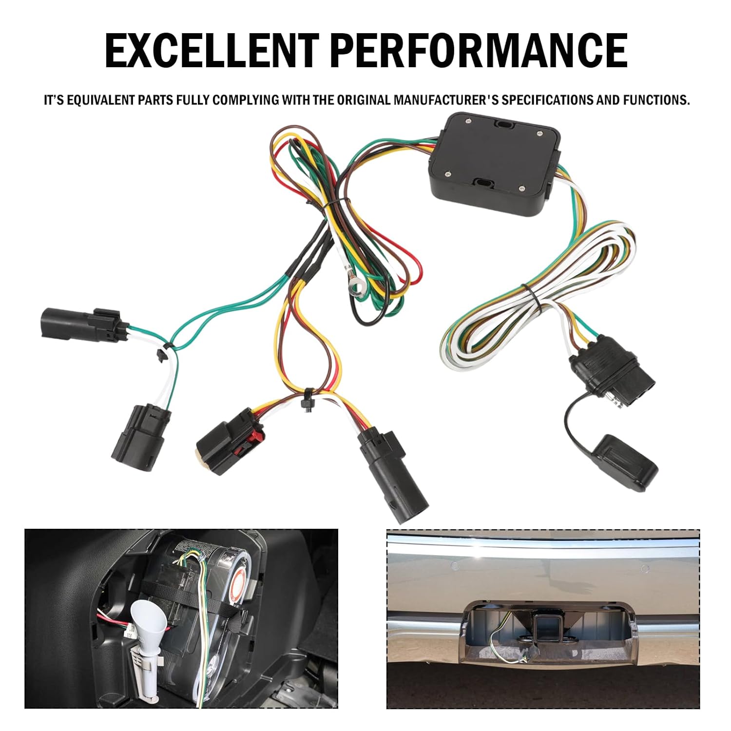 4-Pin Trailer Wiring Harness 56335 Compatible with Escape S SE SEL Titanium 2013-2016, 4 Way Flat Output Trailer Wire Towing Hitch