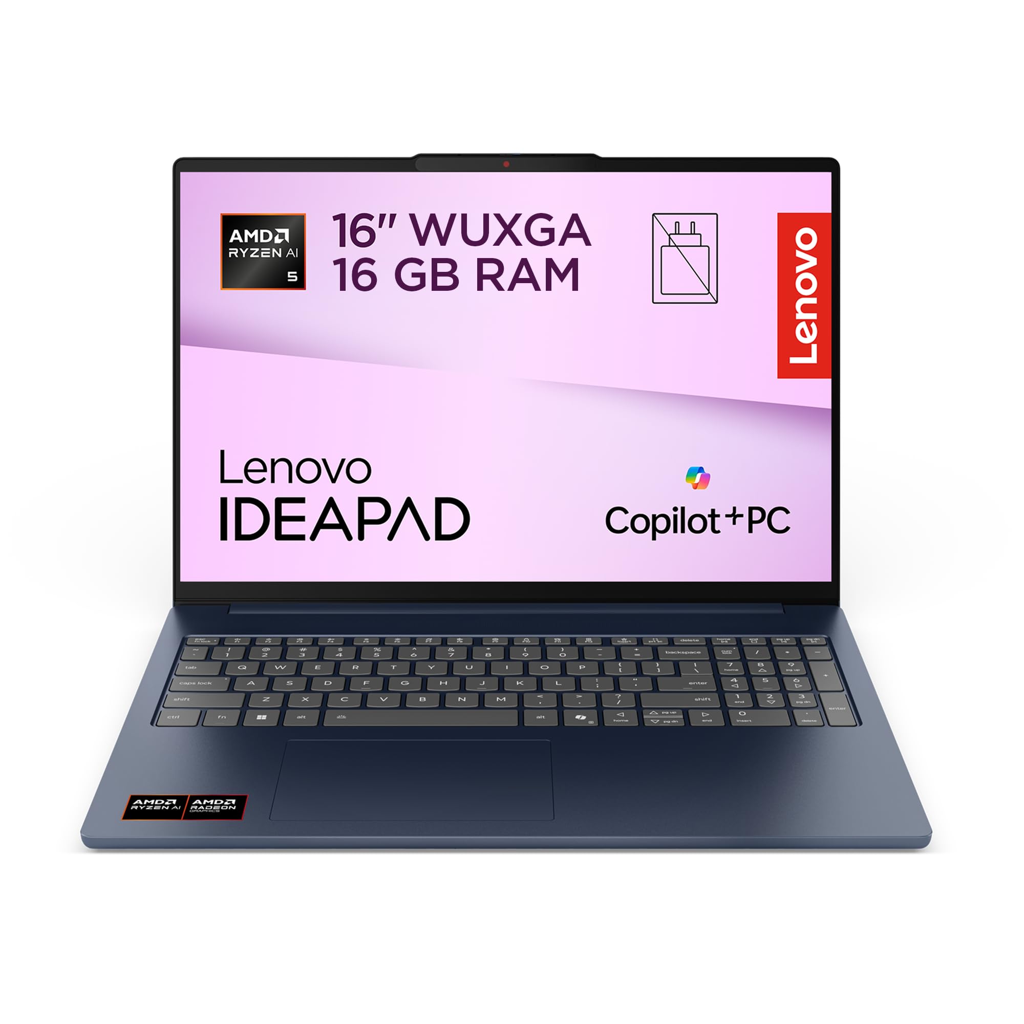 Lenovo IdeaPad Slim 5 Notebook 16" AMD Ryzen AI 5 430, 16GB RAM DDR5, 512GB SSD, Tastiera retroilluminata e chassis in alluminio, IPS, Laptop per Lavoro, Studio - Caricatore non incluso