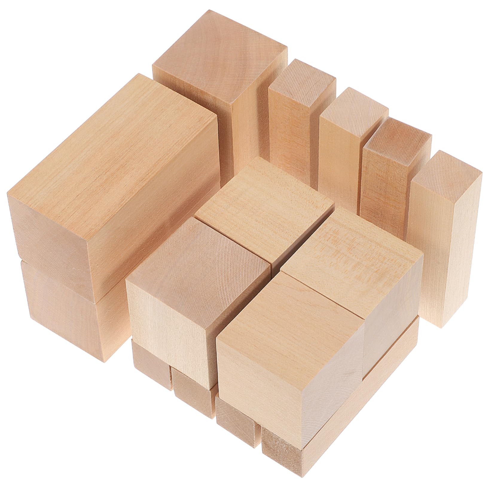SEWACC 15piezas Bloques de Madera para Manualidades Rectangulares de Madera Bloques Pequeños para Tallar y Decorar Mesa de Centro