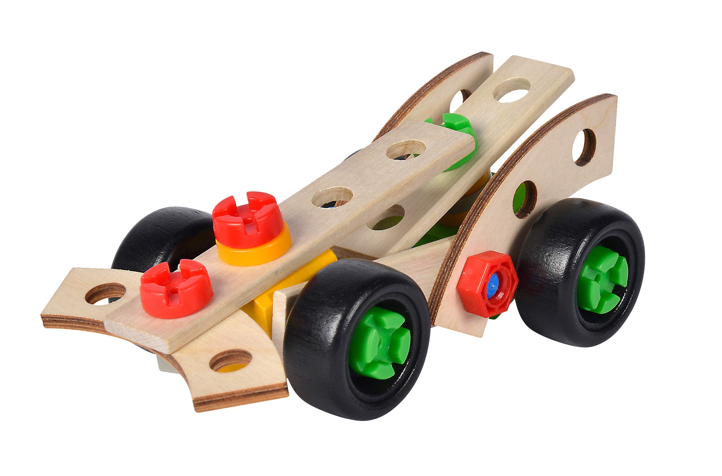 Eichhorn Constructor 100039007 Wyścigówka 3w1, 35 elementów, zestaw drewnianych klocków konstrukcyjnych, 3 modele do złożenia, FSC® 100%, prezent dla dzieci od 3 lat
