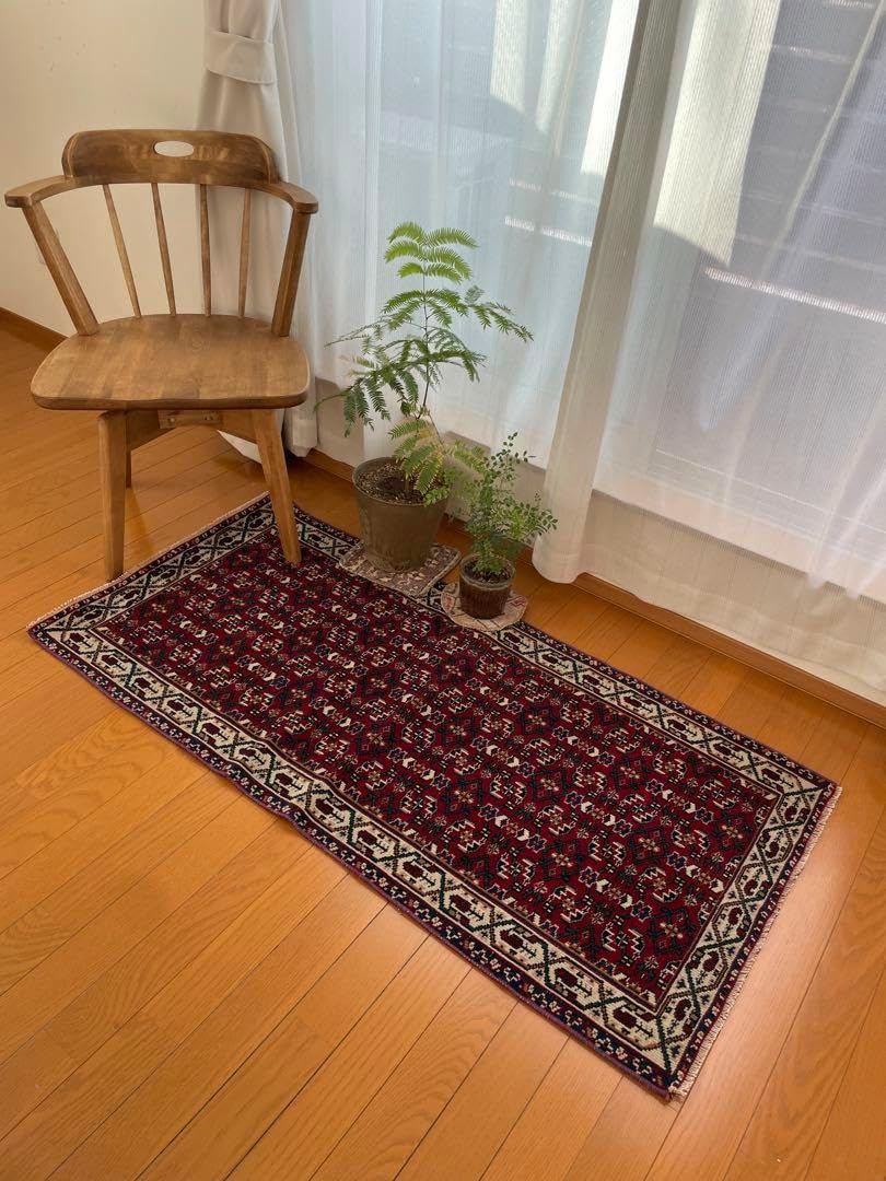 土日限定セール！　1点もの！　ヴィンテージランナーラグ   ボルドー　トルコラグ 1点もの！ ヴィンテージラグ トルコラグ ボルドー ランナーラグ 天然