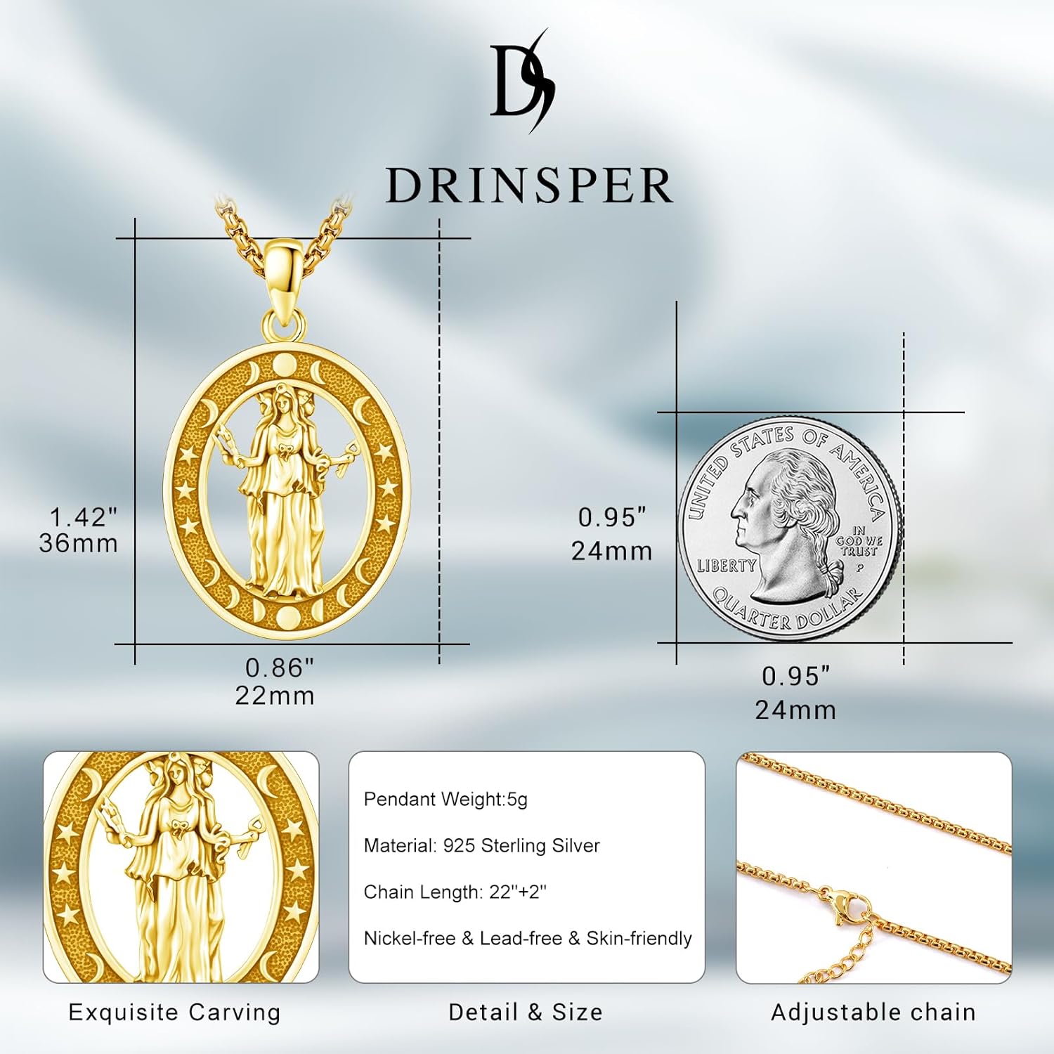 Hecate Wiccan Triple Moon Goddess Necklace Tetragrammaton Nudo De Bruja Plata 925 Original Sterling Silver Cat Moon Pendant Hekate Witch Necklace Amulet Witchy Jewelry Gifts for Women Men - Image 2