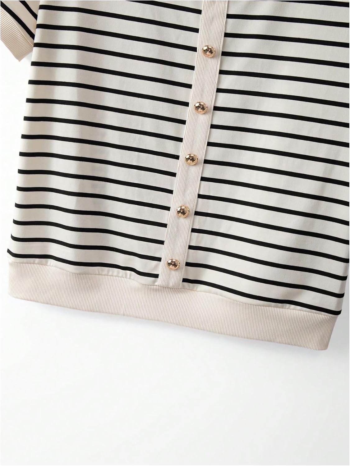 Verdusa Women's Striped Tops Short Sleeve T Shirts Smart Casual Outfits image 4