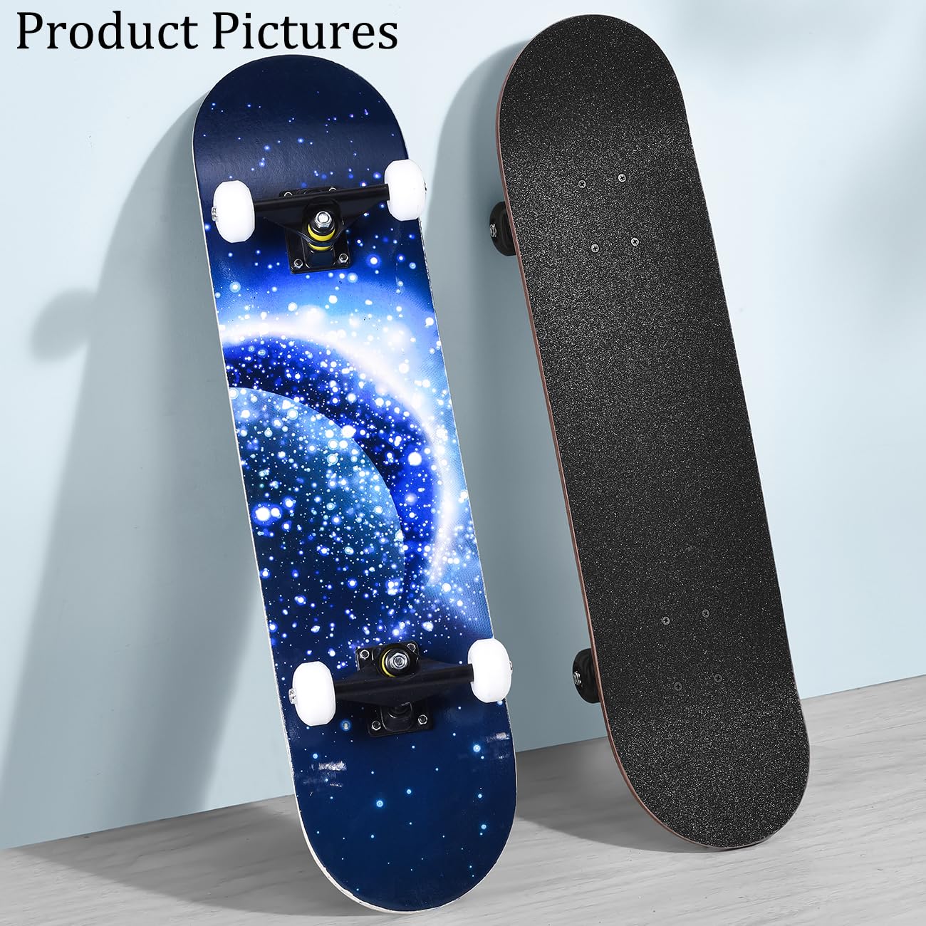 ERNAN Skateboard Completo per Principianti. Skateboard completo professionale da 31 * 8 pollici. Double Kick Deck Concavo con 7 strati per adulto, ragazzi, ragazze.