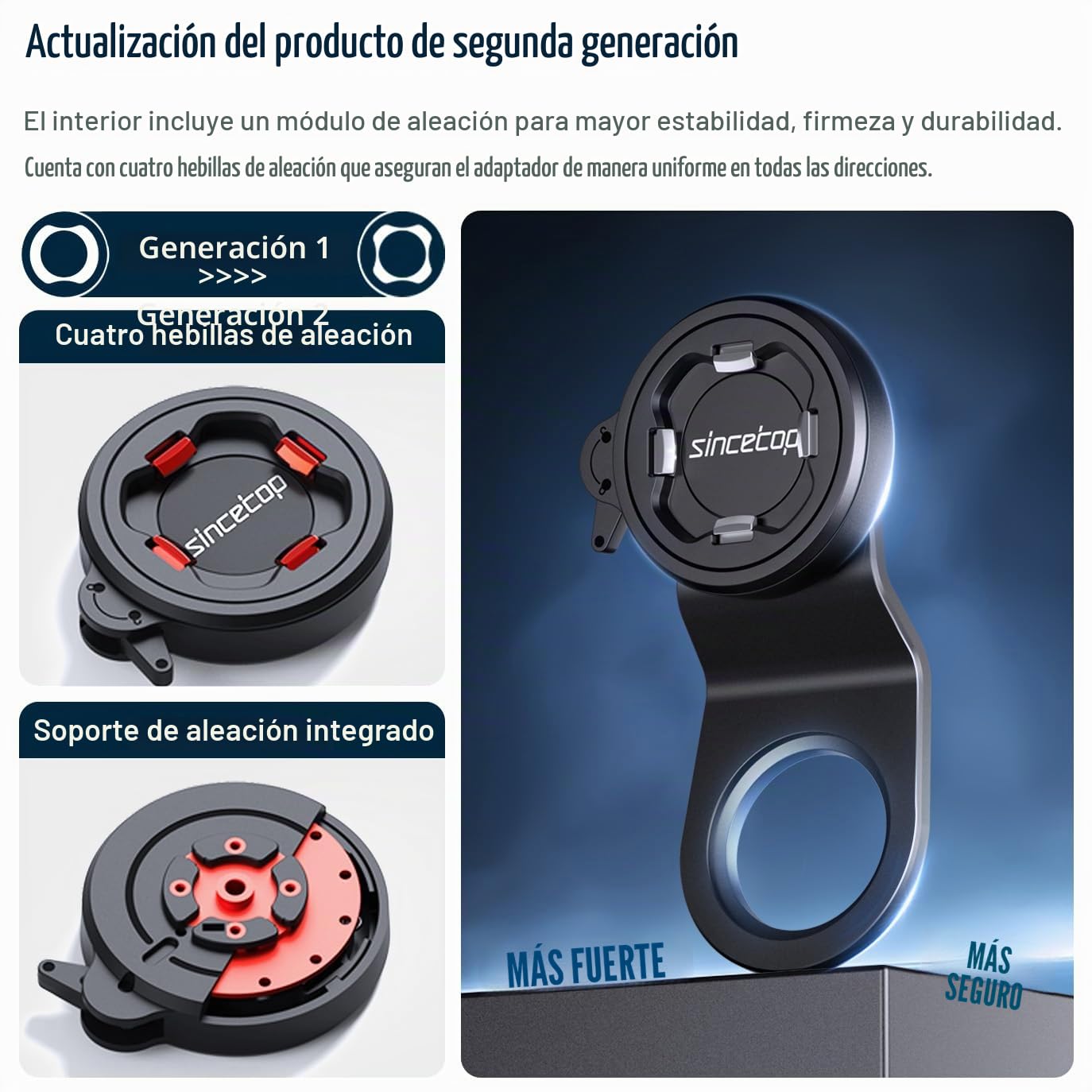 sincetop Soporte movil Bicicleta Potencia,Soporte Teléfono Celular Bici Manillar Bicicleta Montaña,Liberación Rápida Bicicletas Montaña y Carretera【Serie C-2da Gen】