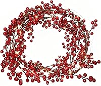 Vista 11 de RECUTMS Guirnalda de bayas rojas para decoración de Navidad, guirnalda navideña de 5.9 pies, guirnaldas de bayas artificiales con tallos flexibles