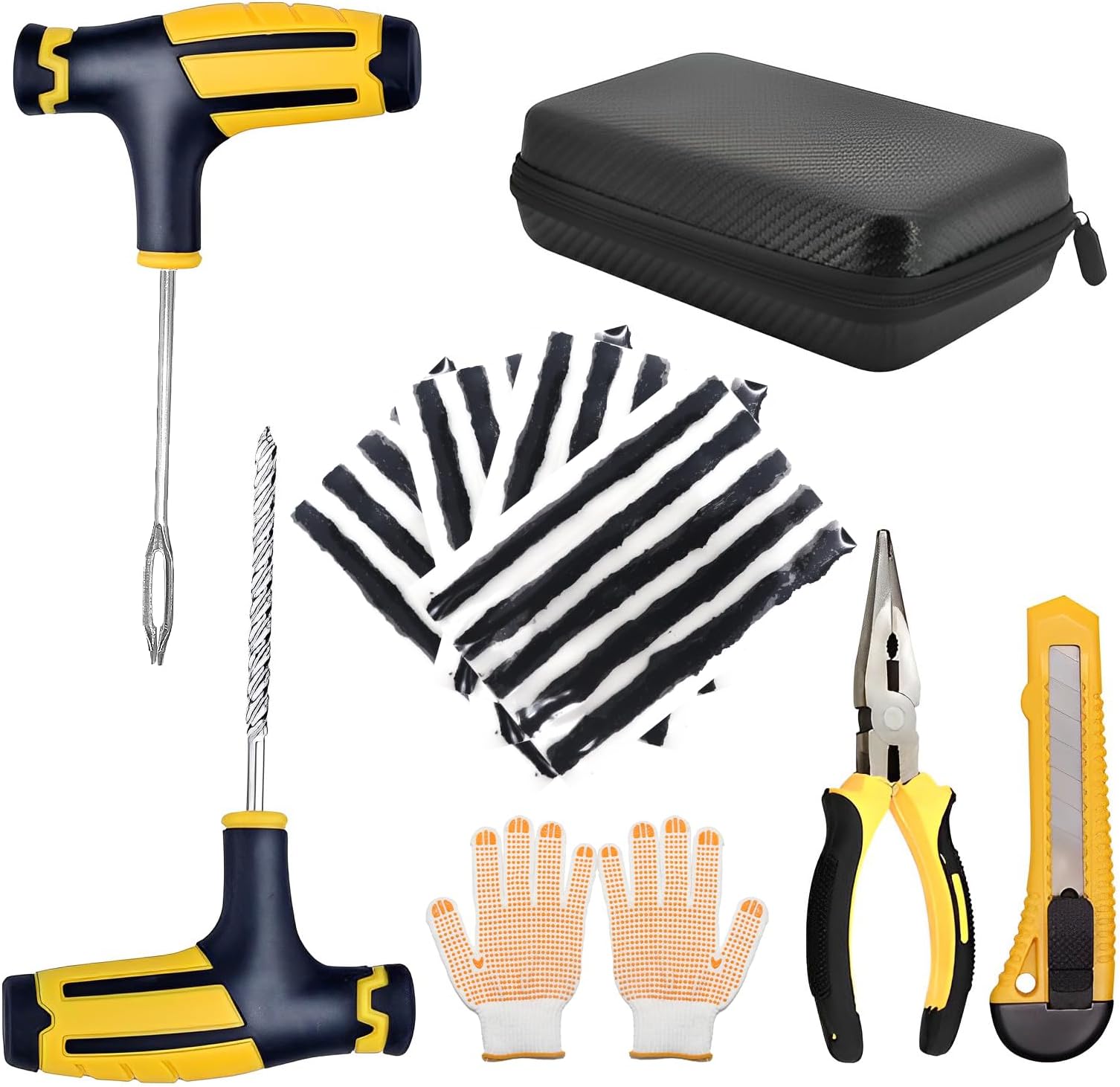 MEIEGOU Tire Repair Kit(9 piece set) Car Puncture Repair Kit, Universal Car tire ratch kit, ready to repair punctures in cars, vans, bikes and trucks, Car Tire Puncture Repair Kit -Car Accessories.