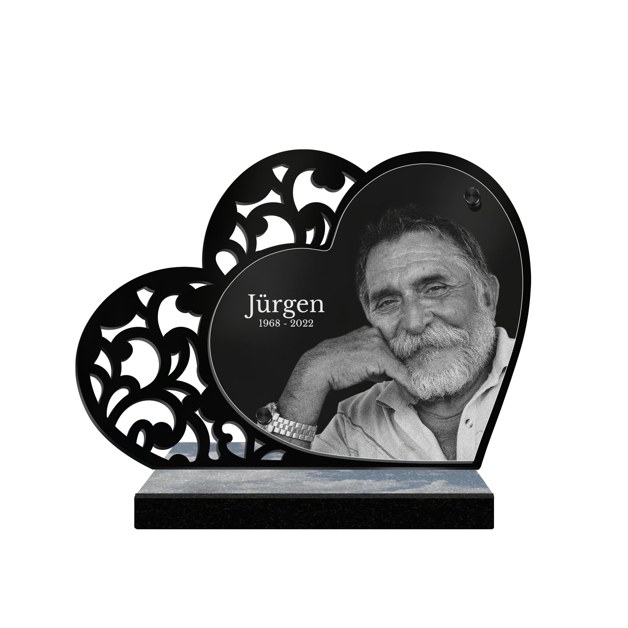 ETERNEL Personalisierte Grabplatte Mit Foto – Lasergraviert, Wetterfest, Inkl. Expressversand