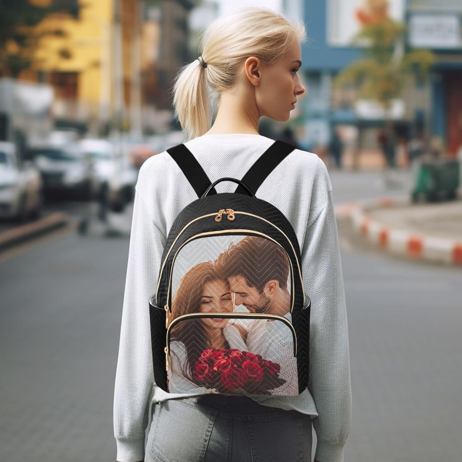 Personalized Photo Backpack for Women Custom Purse Wallets with Zipper Purse Mother's Day for Mom Gifts(Small) - Image 7