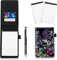 Vista 18 de Juego de 4 soportes para bloc de notas de tamaño de bolsillo, de piel sintética, mini bloc de notas con 2 bloc de notas pequeños y lápiz capacitivo