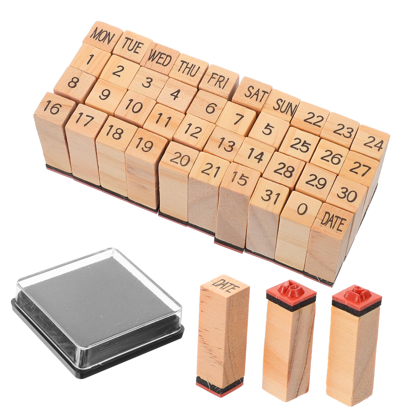HOMSFOU 5 Sätze Handbuchsiegel -Set Basteln Klarsichtstempel für die Kartenherstellung Name Woche fällig Brief Holzmarken Sammelalbumstempel Zubehör für Sammelalben hölzern