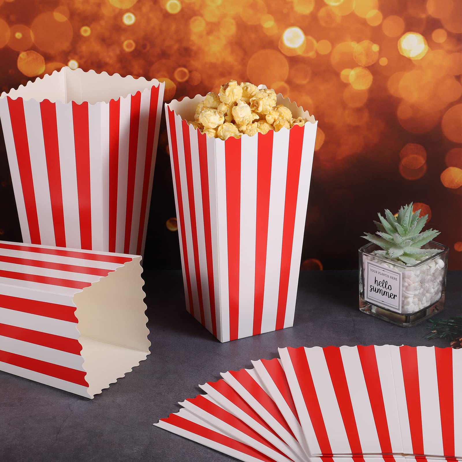 20 Boîtes à Popcorn Rétro - 29x15.5x8 Cm, Papier Résistant, Pour Cinéma Maison, Anniversaire, Fête, Goûters, Décoration