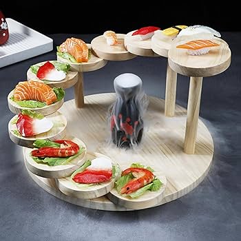 木製寿司盛り器足付き 3種合計１０個セット Amazon.co.jp: 寿司・刺身盛台 木製 階段盛器 立体盛込 段々 お