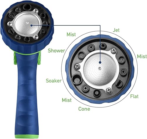 Miniatura 3 de GREEN MOUNT Boquilla de manguera de jardín, boquilla de pulverización de manguera de agua con control de pulgar válvula de encendido y apagado para