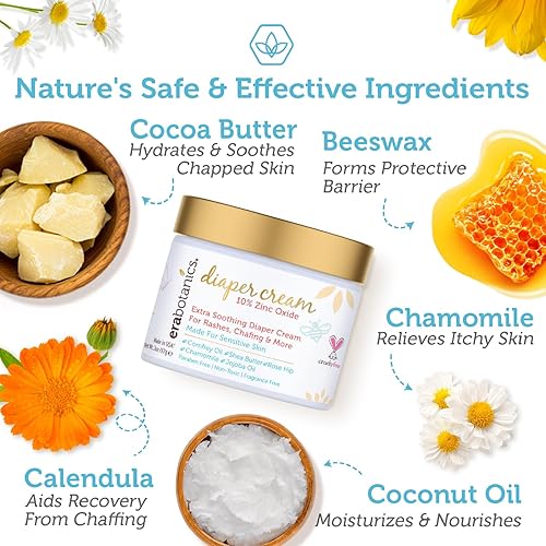 Miniatura 2 de Era Organics Crema antidermatitis de pañales para bebé, extra calmante e hidratante con óxido de zinc, aloe vera orgánico, manzanilla, caléndula y