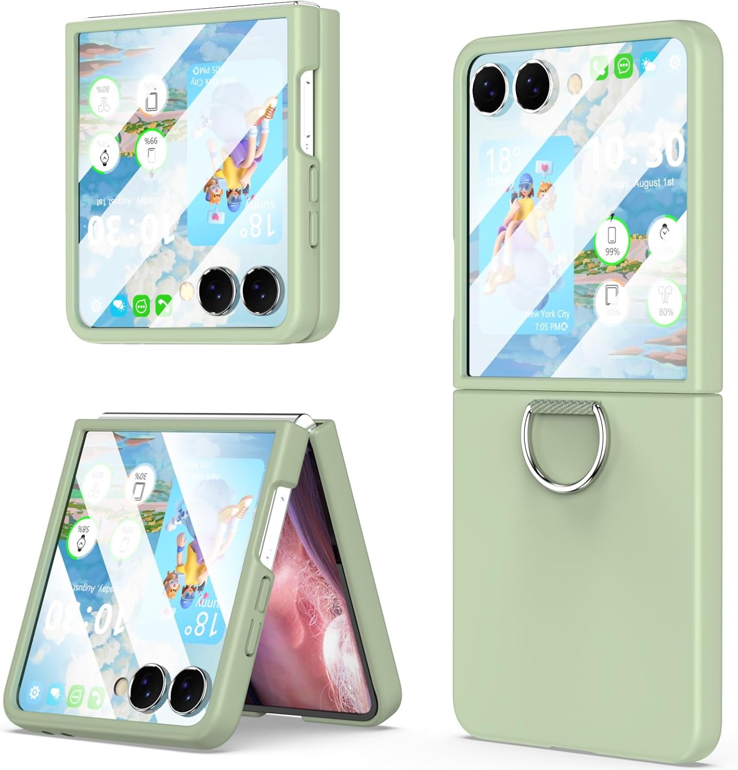 for Samsung Galaxy Z Flip 7 Case with Screen Protector Ring Shockproof Protective Cover Flip Z 7 Phone Case for Galaxy Z Flip 7 5G 2025 - Green