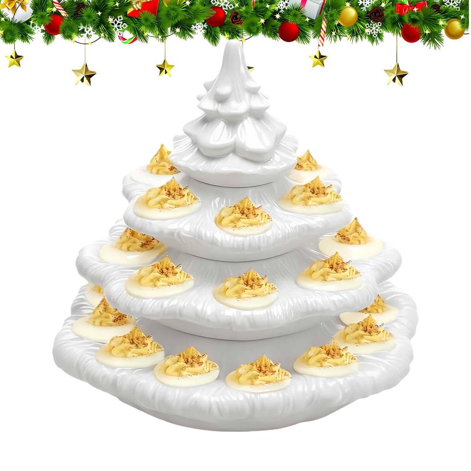 Portauova per Uova Ripiene a Forma di Albero di Natale Vassoio Decorativo