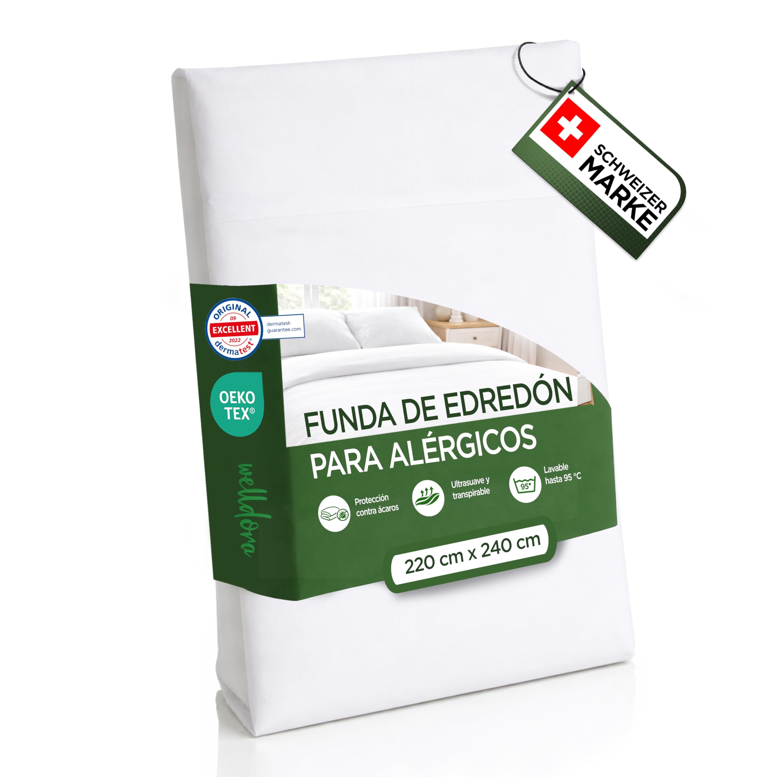 Welldora ǀ Funda Protectora Antiácaros para Nórdico 220x240 ǀ Funda Nórdica para Alérgicos Testada ǀ Protector de Edredón de Primera Calidad contra Ácaros y Chinches ǀ Ropa de Cama para Alérgicos