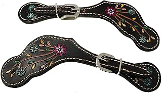 CHALLENGER Horse Western Cowboy Boot Leather Floral Tooled Spur Straps 74HR06