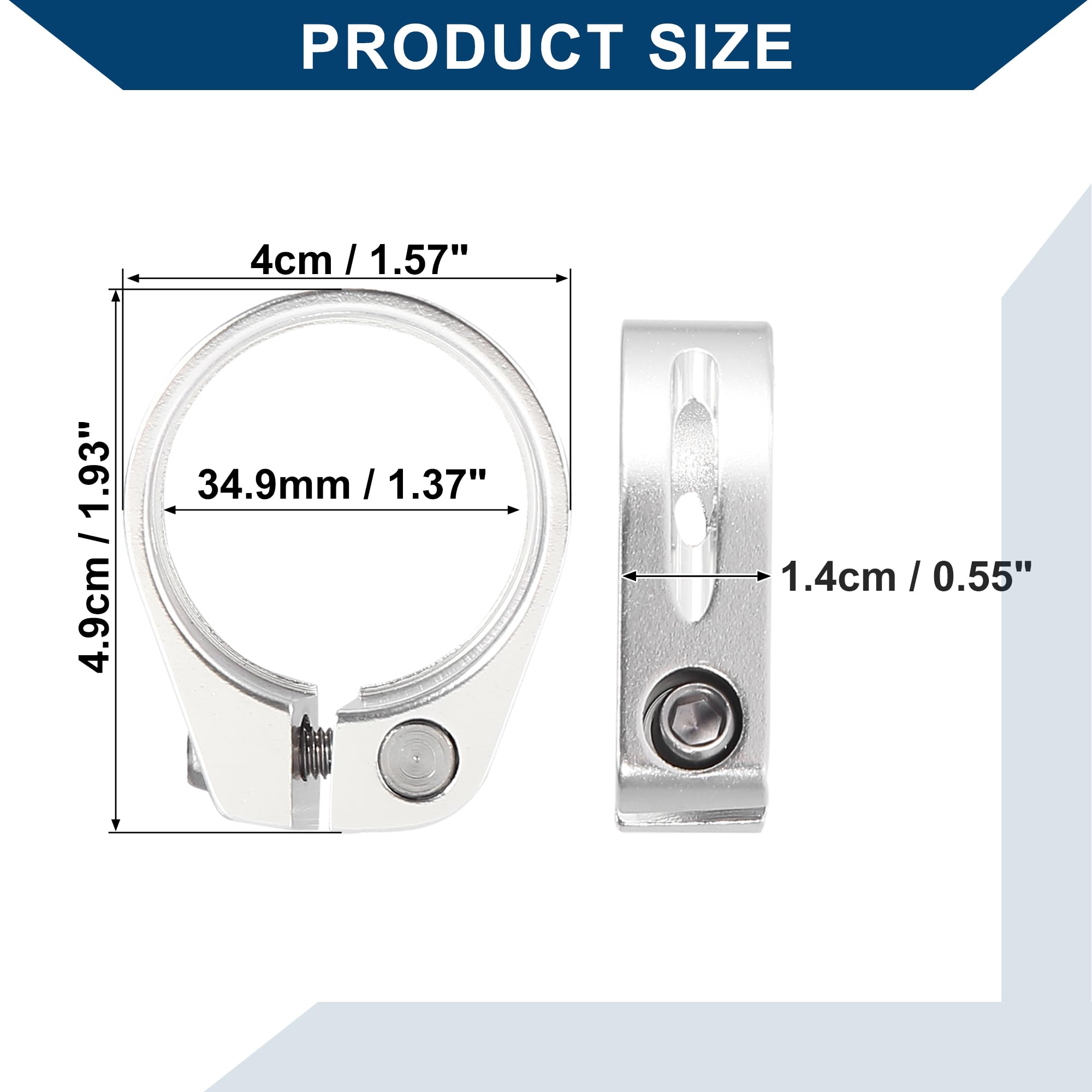 Hihaha Bicycle Seat Post Clamp/for Bike/Aluminium / 1 Pcs Silver Tone - Image 3