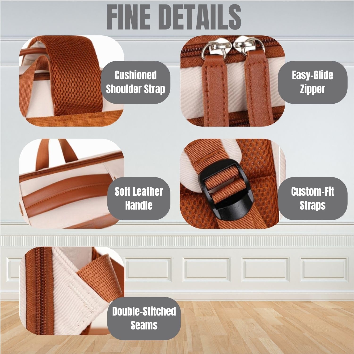 Travel Laptop Backpack – Expandable Carry-on, USB Charging Port, TSA 15.6” Laptop, Executive & College Backpack for Women & Men, Cream - Image 6