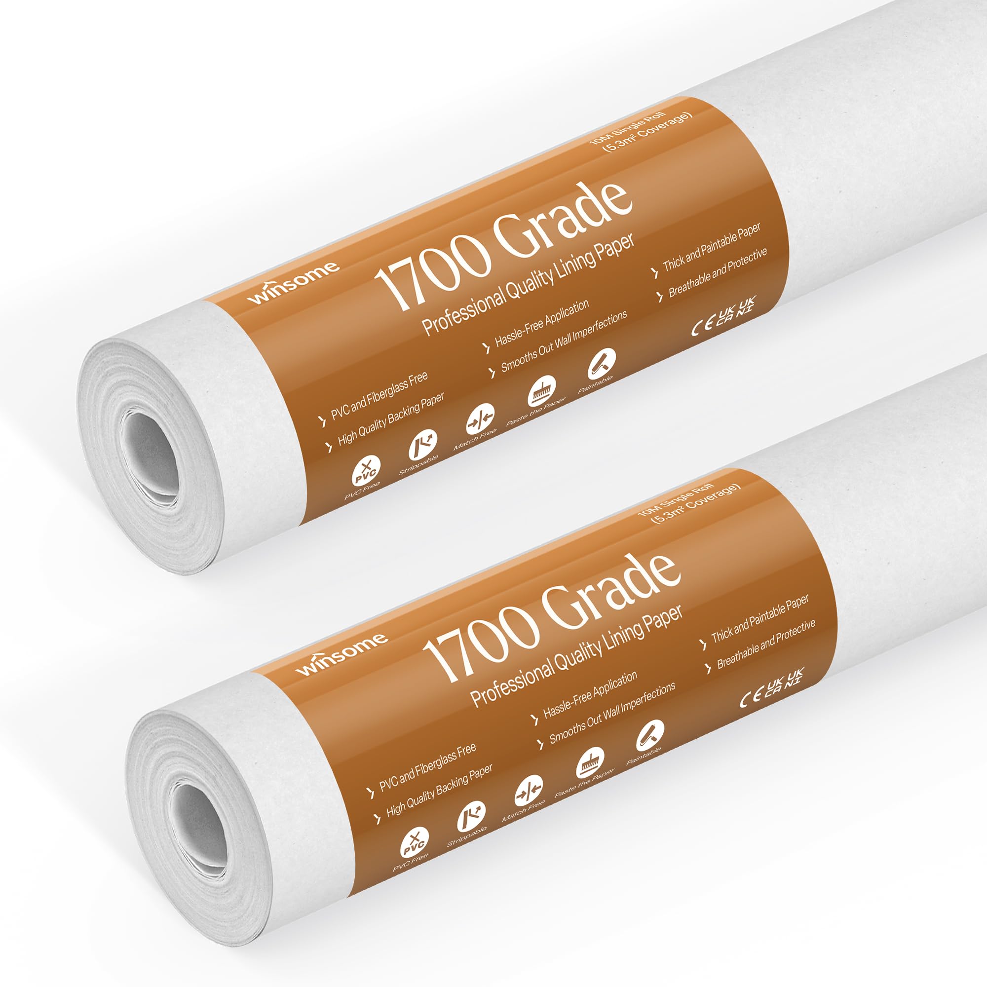 Winsome White 1700 Grade Lining Paper For Walls - Thick Paintable Wallpaper Suitable For New & Damaged Walls For Paint -Single 10 Metre (Pack Of 2)