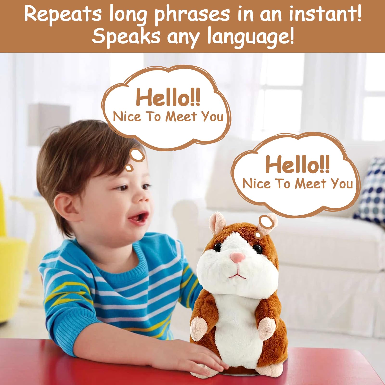 JOKILY Hámster parlante, hámster que habla, juguete de peluche para hámster, juguetes de peluche para niños, juguetes de peluche para niños, regalo de cumpleaños infantil