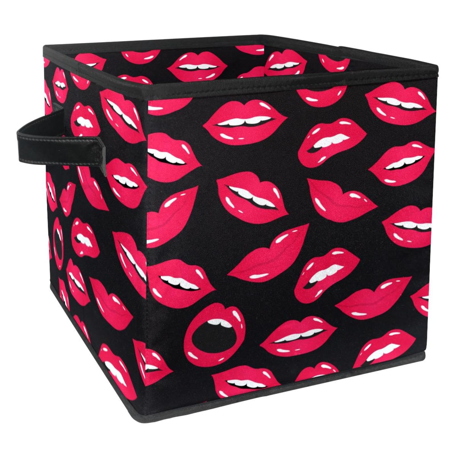 Boîte de rangement cube pliable rouge à poignées pour optimiser le placard et trier les jouets