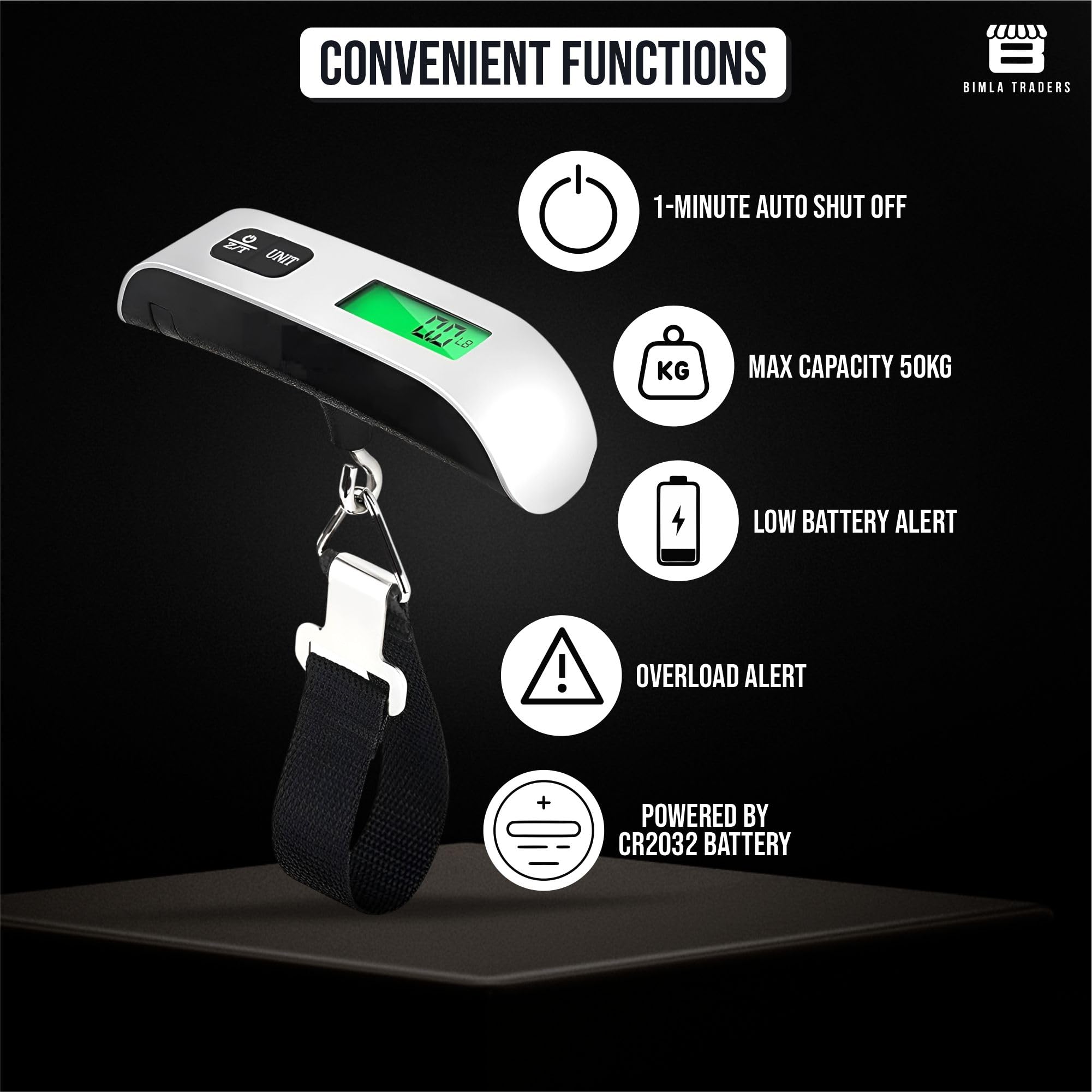 Btag Portable Electronic Luggage Weighing Scale | 50kg/110Lb Digital Handheld Travel Weight Scale with LED Display | Compact & Durable Suitcase/Baggage Weight Checker for Home– Pack of 1(JY-29) 3