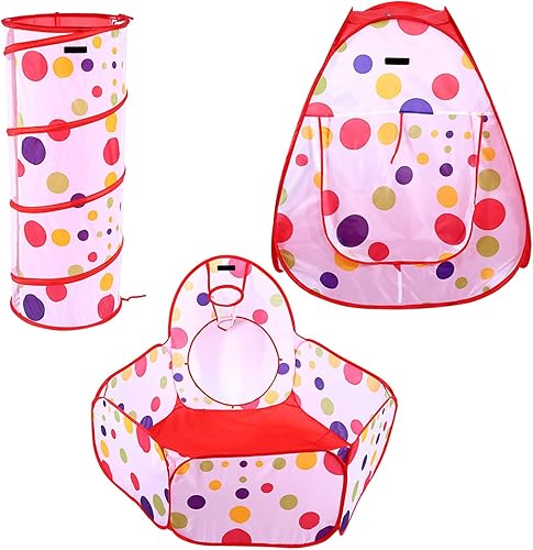 Miniatura 8 de Juego de 3 piezas para niños, casa de juego para bebés, túnel, bola, piscina, juguetes para interiores y exteriores