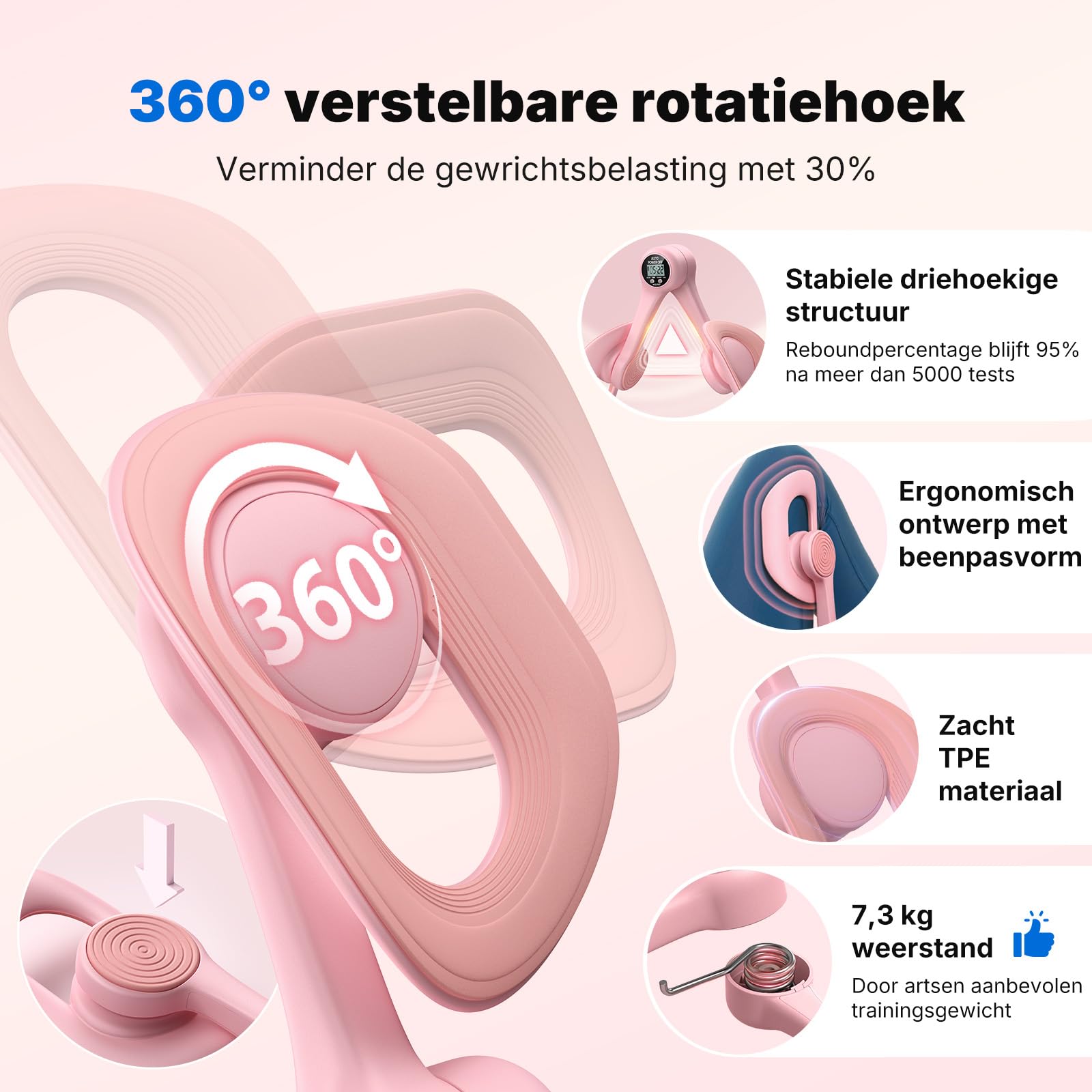 MERACH Thigh Master, Oberschenkeltrainer, Beckenbodenmuskeltrainer, Trainingsgerät für die Innenseite der Oberschenkel für zu Hause, Beckenbodenstärkungsgerät für Frauen (Pink