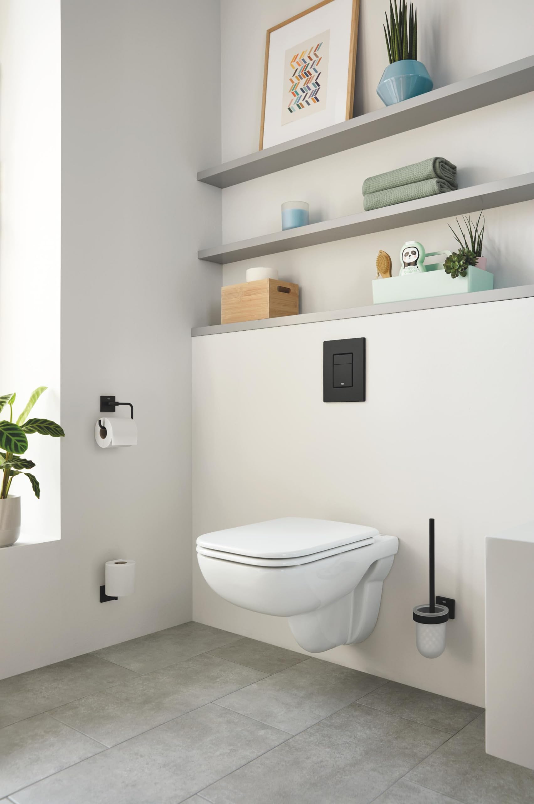 GROHE Even Plaque de Commande, Double Touche Interrompable, Economie d'Eau, Montage Horizontal ou Vertical, ABS, Noir Mat, 389662430
